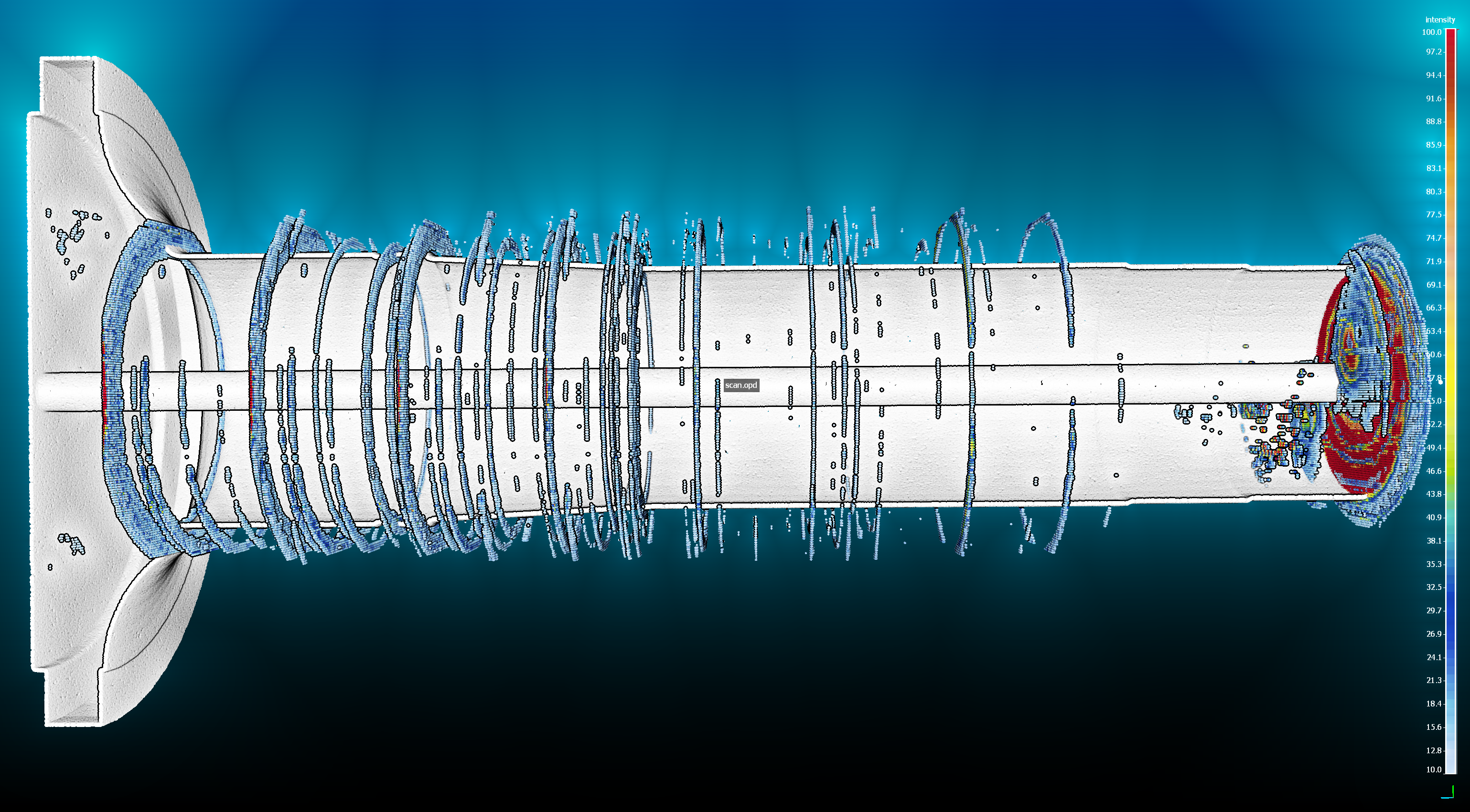 3D Darstellung von .opd Ultraschall Prüfdaten
